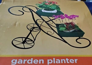 Metal Plant Display Stand Flower Pot Rack 2-Tier Garden Cart Indoor Outdoor Deck - Picture 1 of 3