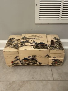 Vintage White Lacquer Japanese Music Jewelry Box . See Pictures - Picture 1 of 13