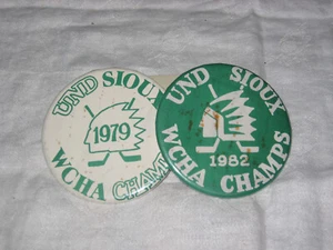 2 Vintage UND WCHA Champs '79 and '82 Hockey Pinback Buttons  Lot ND5 - Picture 1 of 1
