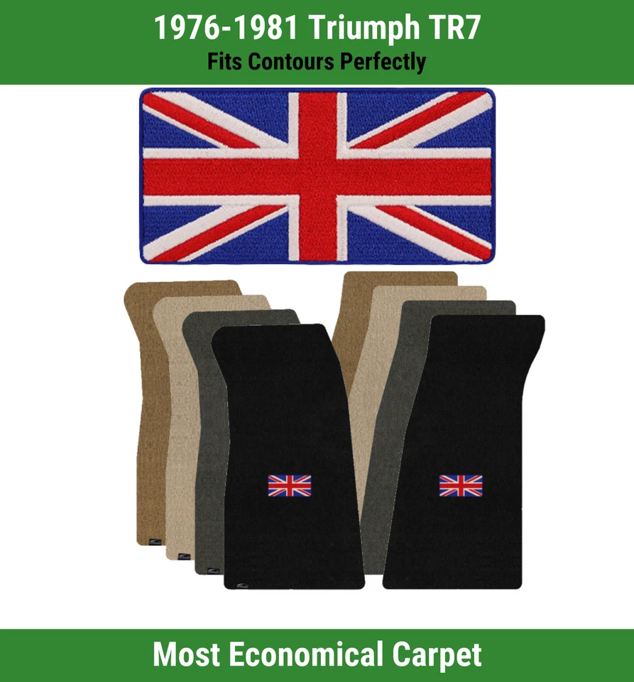 Alfombrillas de primera fila Lloyd Velourtex para Triumph TR7 76-81 con logotipo de bandera británica Foto 1 de 4