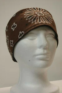 #095 Stirnband braun Paisley Fleece gefüttert verstellbar - Bild 1 von 4