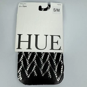Hue Herringbone Net Tights Black Womens Size S/M 120-170 Lbs 1 Pair New - Picture 1 of 5