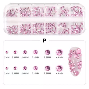 Glass Nail Art Rhinestones Decoration AB Crystal 3D Gems Red Pink Mixed Size - Picture 1 of 30