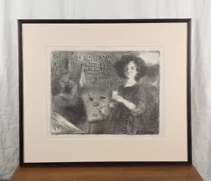 Abend, Familie, Original Lithographie, ukrainische Künstlerin Morozova - Bild 1 von 12