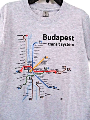 NWOT, Budapest Metro Network Gray T-Shirt, Size Youth XL, by Gildan USA-Made - Image 1 of 4