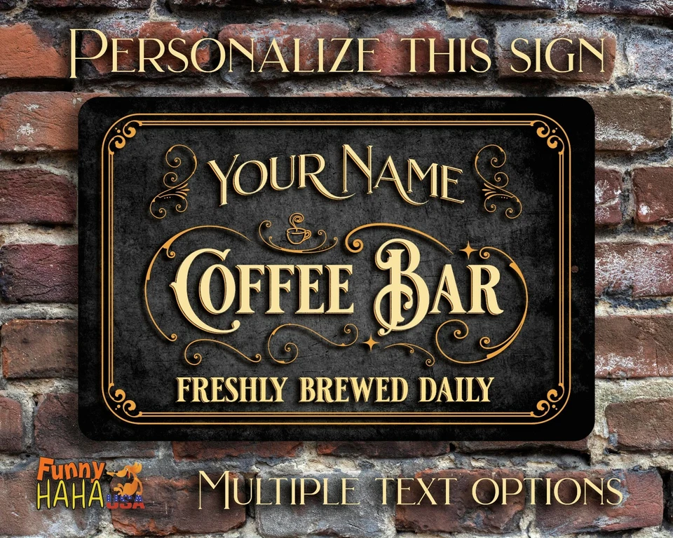 Coffee Bar Vintage-Style Aluminum Sign - Personalized - Image 1 of 1