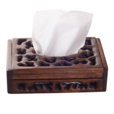 Funda de caja de pañuelos de madera hecha a mano vintage elegante estuche de servilletas soporte hotel decoración del hogar Foto 1 de 4