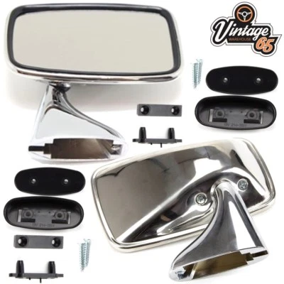 Classic Car Chrome Door Mirrors LH RH For MG MGB Triumph Ford Mini Tex Style  - Image 1 of 4
