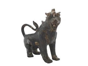 old antique patinated bronze statue of mythical animal Kylin - Picture 1 of 13