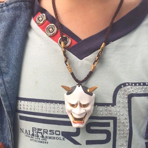 Evil Oni Noh Hannya Faceshell Necklace Pendant Resin Accessories Black/Red/White - Picture 1 of 7