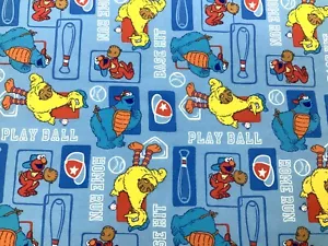 Sesame St. Baseball ELMO BIG BIRD COOKIE MONSTER cotton fabric 18" wide by 22" - Picture 1 of 6