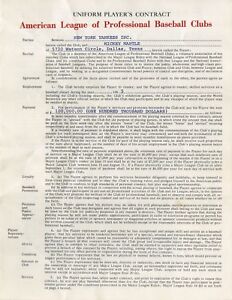 1965 Mickey Mantle Signed Contract ALL 4 PAGES!! New York Yankees Replica
