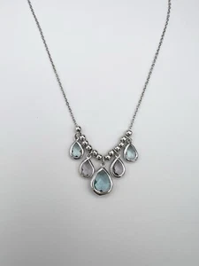 DBJ Dee Berkley Sterling Silver Teardrop Blue Topaz Amethyst Necklace - Picture 1 of 9