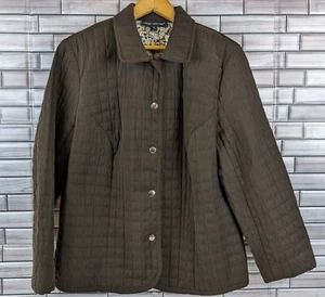 Briggs New York Blazer Jacket Womens 14 Brown Quilted Snap Front Paisley Lined - Picture 1 of 5