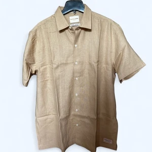 Scotch & soda Camicia Uomo Manica Corta Tessuto Marrone Taglia L - Foto 1 di 11