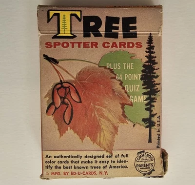 1950 年代 Ed-u-Cards Tree Spotter 游戏 36 张卡完整带说明图形 — 第 1/4 张图片
