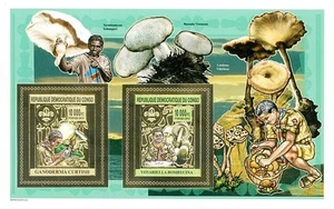 Democratic Republic of the Congo 2012 Perf. Scouting & Mushrooms - Gold Issue (2 - Picture 1 of 1