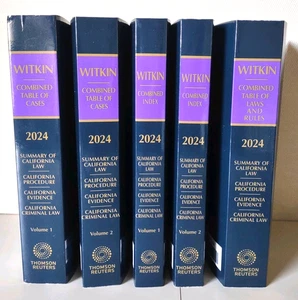 WITKIN Combined Table of Cases, Iindex, Combined Table of Law & Rules 2024 NEW - Imagen 1 de 5