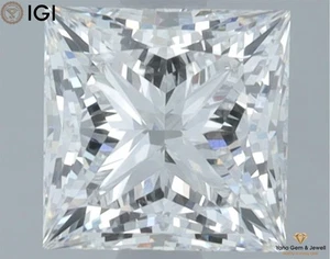 1.50 CT. VVS2 Clarity E Color Princess Cut CVD Lab Grown DIAMOND IGI Certificate - Picture 1 of 10