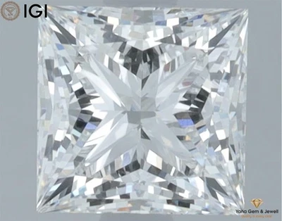 1.50 CT. VVS2 Clarity E Color Princess Cut CVD Lab Grown DIAMOND IGI Certificate - Image 1 of 4