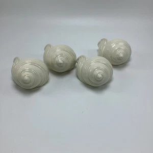 4 White Conch Shell Napkin Rings Set - Picture 1 of 6
