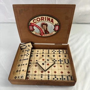 Antike Matrosengefertigte, südamerikanische Spielkarte Dominosteine Knochen und Ebenholz - Bild 1 von 24