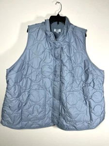 NWT Croft & Barrow Quilted Vest Fleece Lining Blue Zip & Snap Womens Plus 4X - Picture 1 of 5