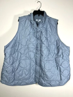 NWT Croft & Barrow Quilted Vest Fleece Lining Blue Zip & Snap Womens Plus 4X - Image 1 of 4