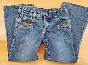 Mädchen Sonoma Life Style Jeans Größe 5 ausgestellt bestickt Nieten verstellbarer Bund - Bild 1 von 5
