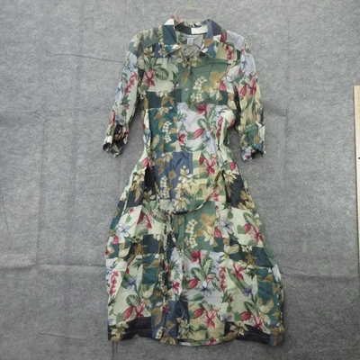 Tommy Bahama Dress Womens Small Green Hightide Flora Midi Shirtdress Pockets - Image 1 of 4