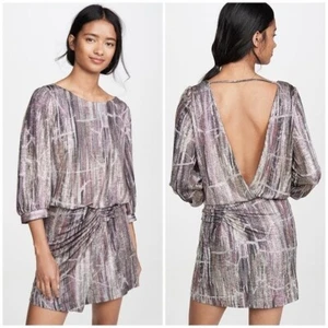 NUEVO CON ETIQUETAS BA&SH Salina Dama Metálico Gris Plateado Espalda Abierta Vestido de Fiesta Talla XS - Imagen 1 de 14