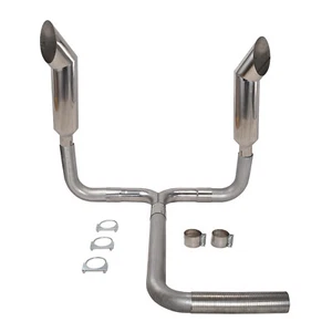 4''Turbo Dual Smoker Diesel Exhaust Stack T Pipe+2X 4"In 7"Out Angle Cut Tips SL - Picture 1 of 7