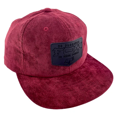 NOVO Boné Chapéu Ajustável Fox Racing Fixado SB Veludo Marrom Escuro Vermelho Snapback Novo com etiquetas - Imagem 1 de 4