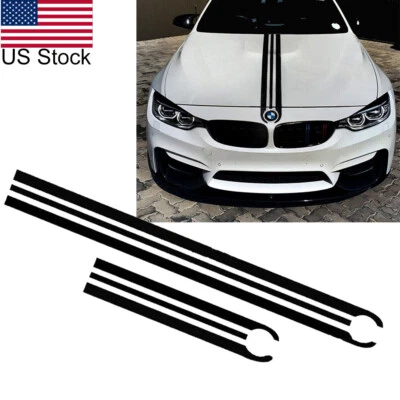2pcs Black Front Bumper Hood Rear Trunk Vinyl Sticker Decal For BMW 1 3 5 Series - Image 1 of 4