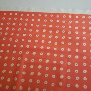 Polka Dot Donut O's Silky Satin Fabric 1.5 Yards 62.5"x54" Orange White Material - Picture 1 of 3