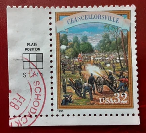 US 1995 32c Used Civil War Chancellorsville Scott 2975p SCHODACK Postmark 6101-1 - Picture 1 of 2