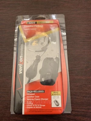 VERIZON WIRELESS ESSENTIALS PACKAGE-  HEADSET, LEATHER CASE , VEHICLE CHARGER - Image 1 of 2