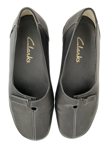 Clarks scarpe basse slip on da donna 5 5 M nere adj. cinturino