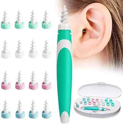 TORNADO Ohrenreiniger Ohrenschmalz Entferner, Q Grips Ohrenreiniger mit 16 Ersatzköpfen
