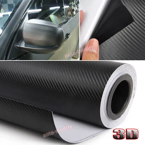 12inch Wide 3D Black Sheet Car Grain Carbon Fiber Vinyl Tape Wrap Sticker Strips - Picture 1 of 11