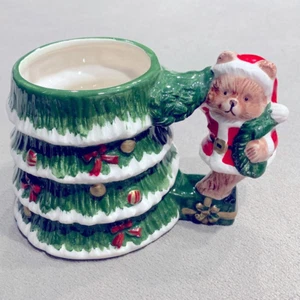 Taza de Colección World Bazar Pintada a Mano Árbol de Navidad Santa Claus Oso Nuevo Sin Caja - Imagen 1 de 11