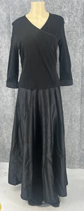 Tadashi Damen Vintage-Look schwarz Langarm V-Ausschnitt zweiteilig Maxikleid 10 - Bild 1 von 14