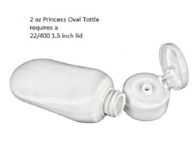 4 oz travel White Tottle, malibu, princess oval bottle w/ choicelid-12 qtyFREESH - Image 1 of 2
