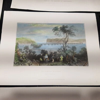 Grabado de acero coloreado a mano Columbia Bridge 1839 W.H. Bartlett Foto 1 de 2