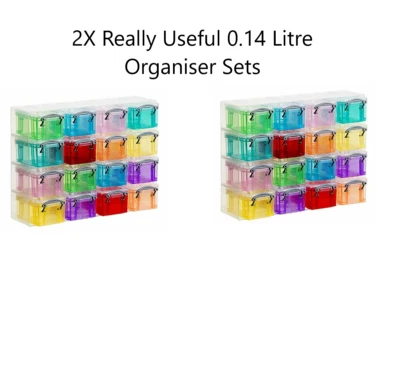 2 X Really Useful 0.14 Litre Organiser With 16 x 0.14 Litre Colour Boxes - Image 1 of 4