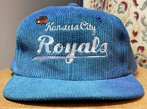 Vintage 80's Kansas City Royals Twins Enterprises Corduroy Flatbill Snapback Hat - Picture 1 of 11