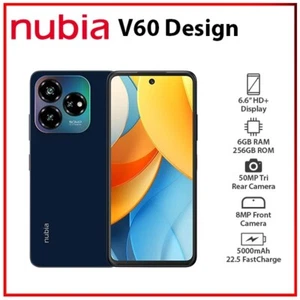 NEW ZTE nubia V60 Design BLUE 6GB+256GB Dual SIM Unlocked Android Mobile Phone - Picture 1 of 3