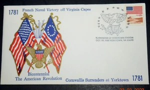 Flags Cachet: "FRENCH NAVAL VICTORY OFF VA CAPES," Yorktown VA (10-16-1981) # 42 - Picture 1 of 3