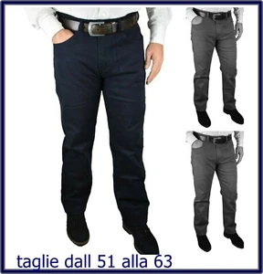 pantaloni jeans uomo elasticizzati taglie forti invernali vita alta blu 58 60 62 - Picture 1 of 13