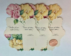 Vintage, Antique 1940's PETITE GREETINGS (3) Miniature GET WELL Cards, Unused - Picture 1 of 2